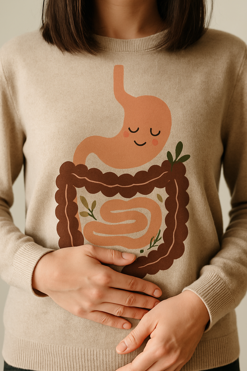 Illustration of how plant-based foods support the gut–brain axis through microbes, nerves, and gentle biological pathways
